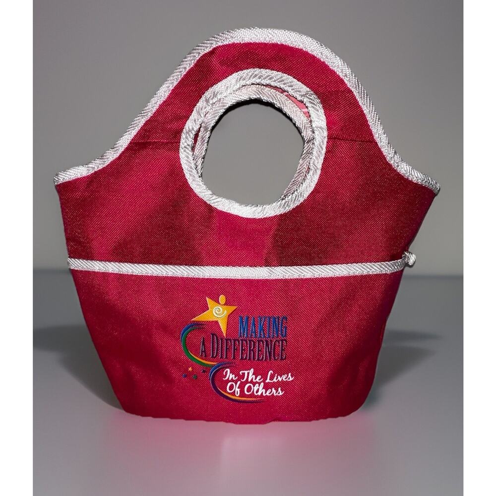 Pink Tote Purse Open Top Canvas Making a Difference Teacher Volunteer Gift Bag